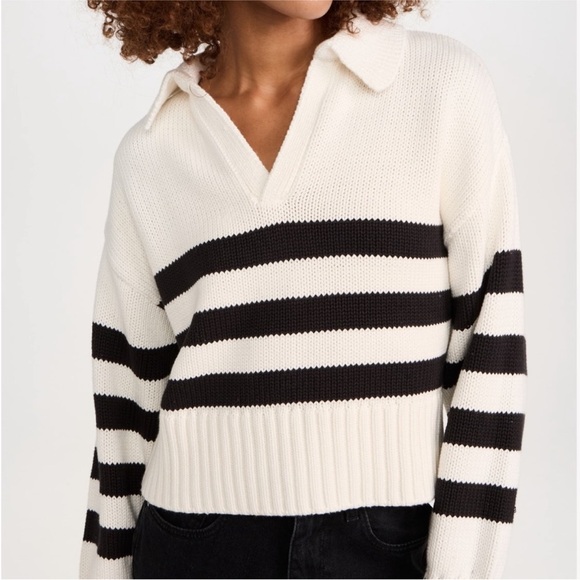 Velvet by Graham & Spencer Sweaters - VELVET black stripe polo sweater